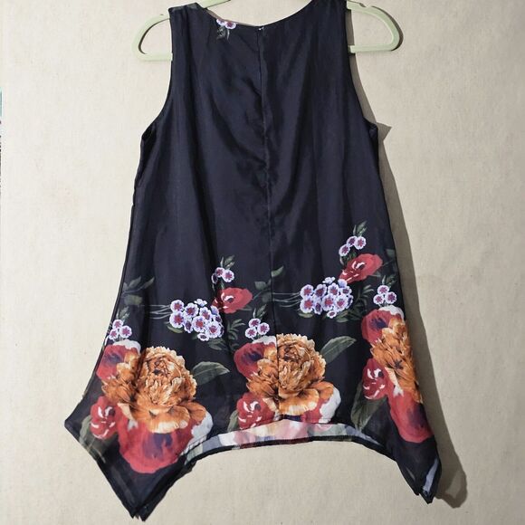 Body Central Black Floral Chiffon Sleeveless Irregular Mini Dress Medium Sexy - Picture 3 of 9